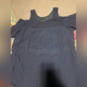 Navy cold shoulder dress